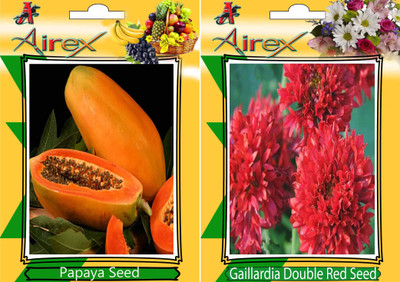 Airex Papaya and Gaillardia Double Red (Summer) Seed (Pack Of 15 Seed Per Packet) Seed(15 per packet)
