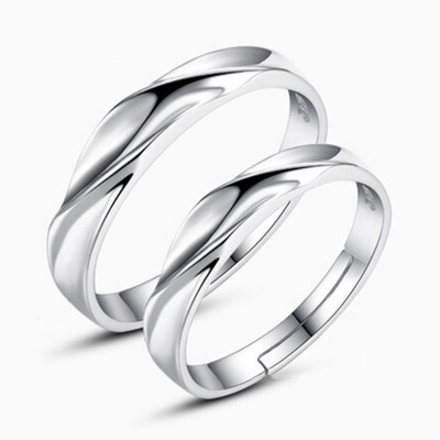 MYKI King & Queen Valentine Adjustable Couple Rings Sterling Silver Silver Plated Ring Set