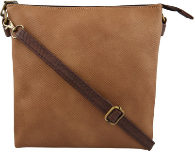 

TARUSA Women Casual Tan Leatherette Sling Bag