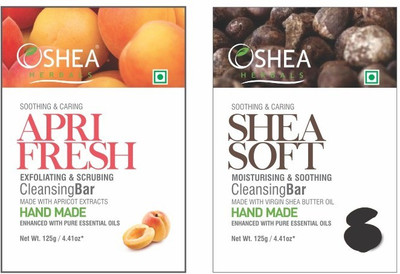 

Oshea Herbals Aprifresh & Sheasoft Cleansing Bar - 125 gm +125 gm(250 g, Pack of 2)