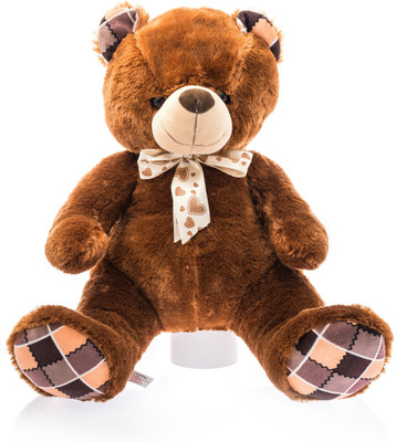 

Dimpy Stuff Bear with Check Paws - 50 cm(Brown, Beige), Beige;brown
