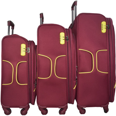 

Texas USA Exclusive Range of Imported Soft Luggage Trolley Set of 3 20 inch Cabin 24 and 28 inch Check in Bagagge Expandable Cabin Luggage -  inch(Red