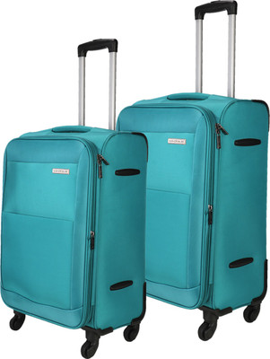 

Nasher Miles Manarola Soft-Sided Luggage Set of 2 Cyan Trolley/Travel/Tourist Bags (20 &  Cm) Expandable Check-in Luggage -  inch(Multicolor