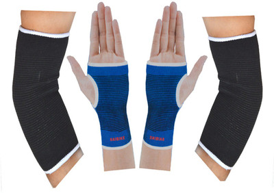 faynci Elastic Palm and Elbow Support Gaurd Pain Relief for Gym and Physical Activities (Free Size, Blue/Black) Hand Support(Black)