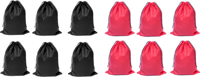 Demoda Shoe Pouch(Red, Black), Black;red