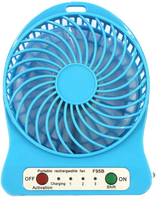 

Shopeleven Powerpak 4-Inch Rechargeable Battery USB Mini Fan (Color May Vary) 1 USB Fan(Blue)