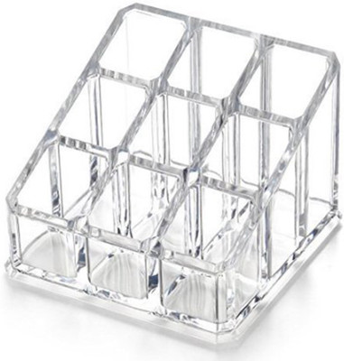 

House of Quirk Cosmetic Make Up Clear Acrylic Lipstick Organizer with 9 Sections makeup jewellery organizer Vanity Box(Clear)