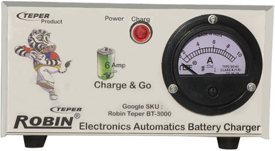 

ROBIN TEPER BT-3000a 06 AMP,12 Volt 26 Ah TO 50 Ah Automatic Battery Charger(White)