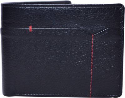 

Cut The Chase Men Black Genuine Leather Wallet(7 Card Slots), Black leather