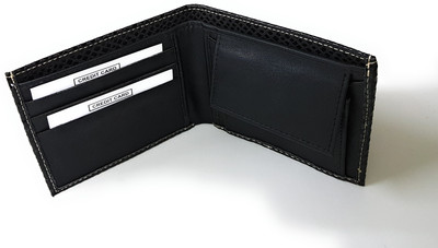 

11e Men Black Artificial Leather Wallet(3 Card Slots)