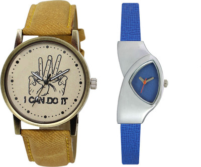 

Shocknshop LR30_208 Designer Analog Leather and Chain Strap Couple Watch - For Men & Women