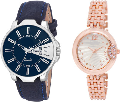

Shocknshop LR23_228 Designer Analog Leather and Chain Strap Couple Watch - For Men & Women