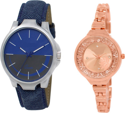 

Shocknshop LR24_225 Designer Analog Leather and Chain Strap Couple Watch - For Men & Women