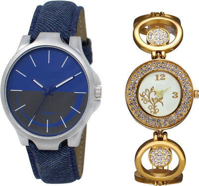 

Shocknshop LR24_204 Designer Analog Leather and Chain Strap Couple Watch - For Men & Women