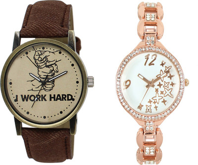 Shocknshop LR29_210 Designer Analog Leather and Chain Strap Couple Analog Watch - For Men & Women