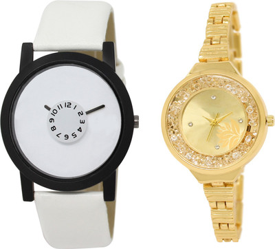 

Shocknshop LR26_224 Designer Analog Leather and Chain Strap Couple Watch - For Men & Women