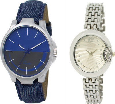 

Shocknshop LR24_227 Designer Analog Leather and Chain Strap Couple Watch - For Men & Women