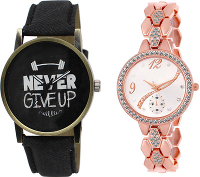 

Shocknshop LR27_215 Designer Analog Leather and Chain Strap Couple Watch - For Men & Women