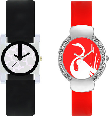 

CLOUDWOOD VT06_25 Set Of 2 Combo PU Material Fast Selling Women Watch Watch - For Girls