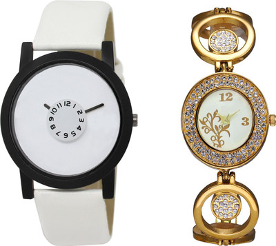 Shocknshop LR26_204 Designer Analog Leather and Chain Strap Couple Analog Watch - For Men & Women