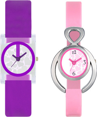 

CLOUDWOOD VT07_13 Set Of 2 Combo PU Material Fast Selling Women Watch Watch - For Girls
