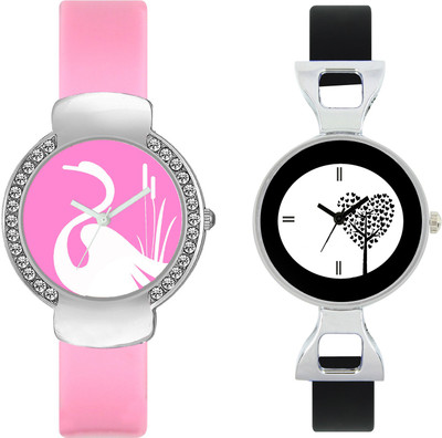 

CLOUDWOOD VLT24_27 Set Of 2 Combo PU Material Fast Selling Women Watch Watch - For Girls