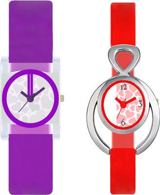 

CLOUDWOOD VT07_14 Set Of 2 Combo PU Material Fast Selling Women Watch Watch - For Girls