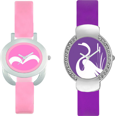 

CLOUDWOOD VLT18_22 Set Of 2 Combo PU Material Fast Selling Women Watch Watch - For Girls
