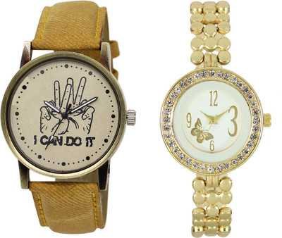 

Shocknshop LR30_203 Designer Analog Leather and Chain Strap Couple Watch - For Men & Women