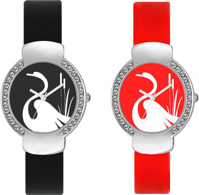 

CLOUDWOOD VLT21_25 Set Of 2 Combo PU Material Fast Selling Women Watch Watch - For Girls