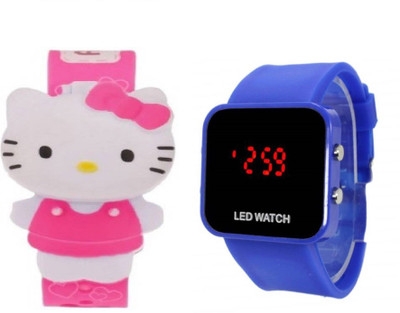 

COSMIC COMBO OF PINK HELLO KITTY DIGITAL WATCH WITH BLUE LED big screen -35 mm led KIDS DIGITAL BIRTHDAY GIFTS , PRESENTS COLLECTION Watch - For Boys & Girls