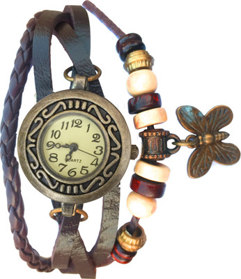 

SPINOZA S01P023 Brown leather strap vintage butterfly bracelet rakhi collation attractive watch for women and kids Vintage Watch Watch - For Girls