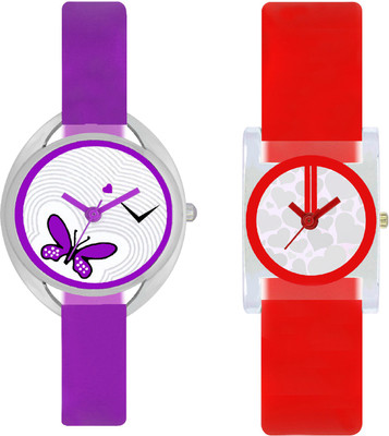 

CLOUDWOOD VT02_09 Set Of 2 Combo PU Material Fast Selling Women Watch Watch - For Girls