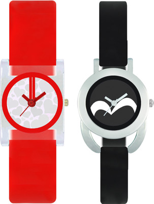 

CLOUDWOOD VT09_16 Set Of 2 Combo PU Material Fast Selling Women Watch Watch - For Girls