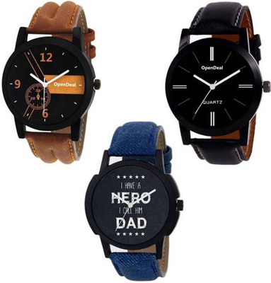 

OpenDeal Pack Of 3 Designer Leather Belt Combo Watch For Men & Women OD-1-5-7 Watch - For Boys & Girls