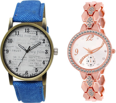 

Shocknshop LR28_215 Designer Analog Leather and Chain Strap Couple Watch - For Men & Women