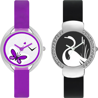 

CLOUDWOOD VT02_21 Set Of 2 Combo PU Material Fast Selling Women Watch Watch - For Girls