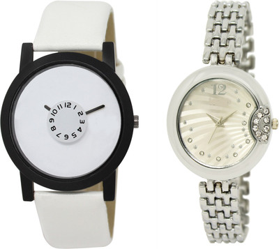 

Shocknshop LR26_227 Designer Analog Leather and Chain Strap Couple Watch - For Men & Women