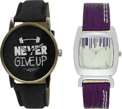 

Shocknshop LR27_207 Designer Analog Leather and Chain Strap Couple Watch - For Men & Women