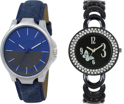 

Shocknshop LR24_201 Designer Analog Leather and Chain Strap Couple Watch - For Men & Women