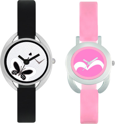 

CLOUDWOOD VT01_18 Set Of 2 Combo PU Material Fast Selling Women Watch Watch - For Girls