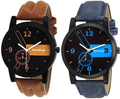 

OpenDeal New Graceful Colour Leather Belt Combo Watch For Men & Women OD-01-1Blue Watch - For Boys & Girls