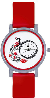 

HBM Stylish Attractive White Dial with Great Design, Red straps Watch - For Women