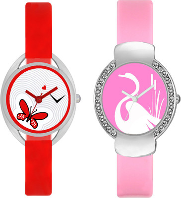 

CLOUDWOOD VT04_24 Set Of 2 Combo PU Material Fast Selling Women Watch Watch - For Girls
