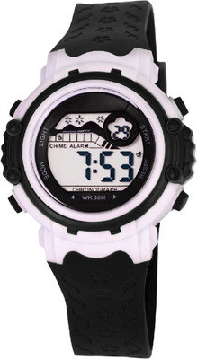 

TIME UP KMR857771251-Black Star Dial & Flower Design Strap Alarm Multifuctions Watch - For Boys & Girls