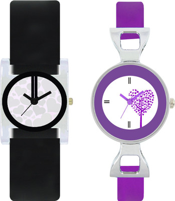 

CLOUDWOOD VT06_28 Set Of 2 Combo PU Material Fast Selling Women Watch Watch - For Girls