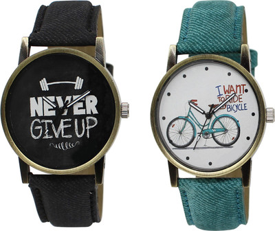 

Shocknshop LR27_229 Designer Analog Leather and Chain Strap Couple Watch - For Men & Women