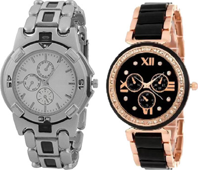 

Faas Bracelet Black Dial & White Analogue Couple (Combo ) FW-0136 Watch - For Men & Women
