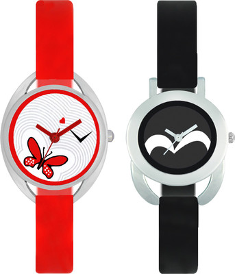 

CLOUDWOOD VT04_16 Set Of 2 Combo PU Material Fast Selling Women Watch Watch - For Girls