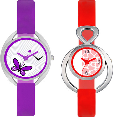 

CLOUDWOOD VT02_14 Set Of 2 Combo PU Material Fast Selling Women Watch Watch - For Girls